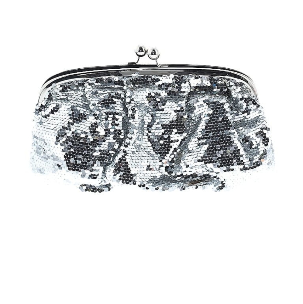 Glamorous Silver Clutch with Sequined Design